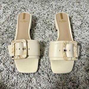 NEW Sam Edelman Cream Slide Sandals w/ Buckle